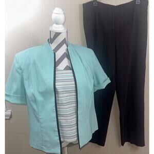 Vtg 3 Piece Sheri Martin New York Women Pant suit sz 16 Y2K 90’s Mint Blues Been